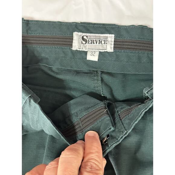 Service Pants Mens Sz 32 Green Cargo Tactical Performance Stretch Elastic Waist - Picture 16 of 16